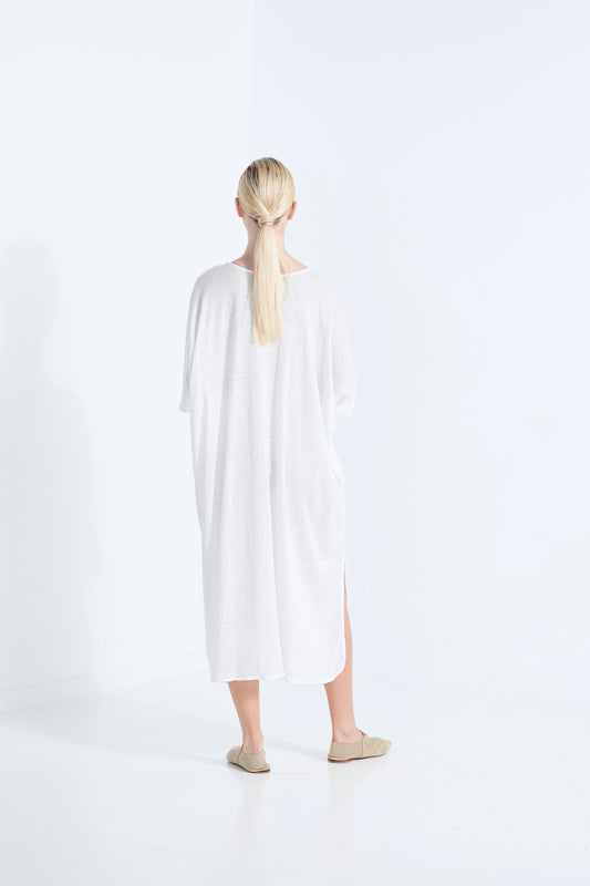 Zeus Dress - Ice White Linen (Plus Size)