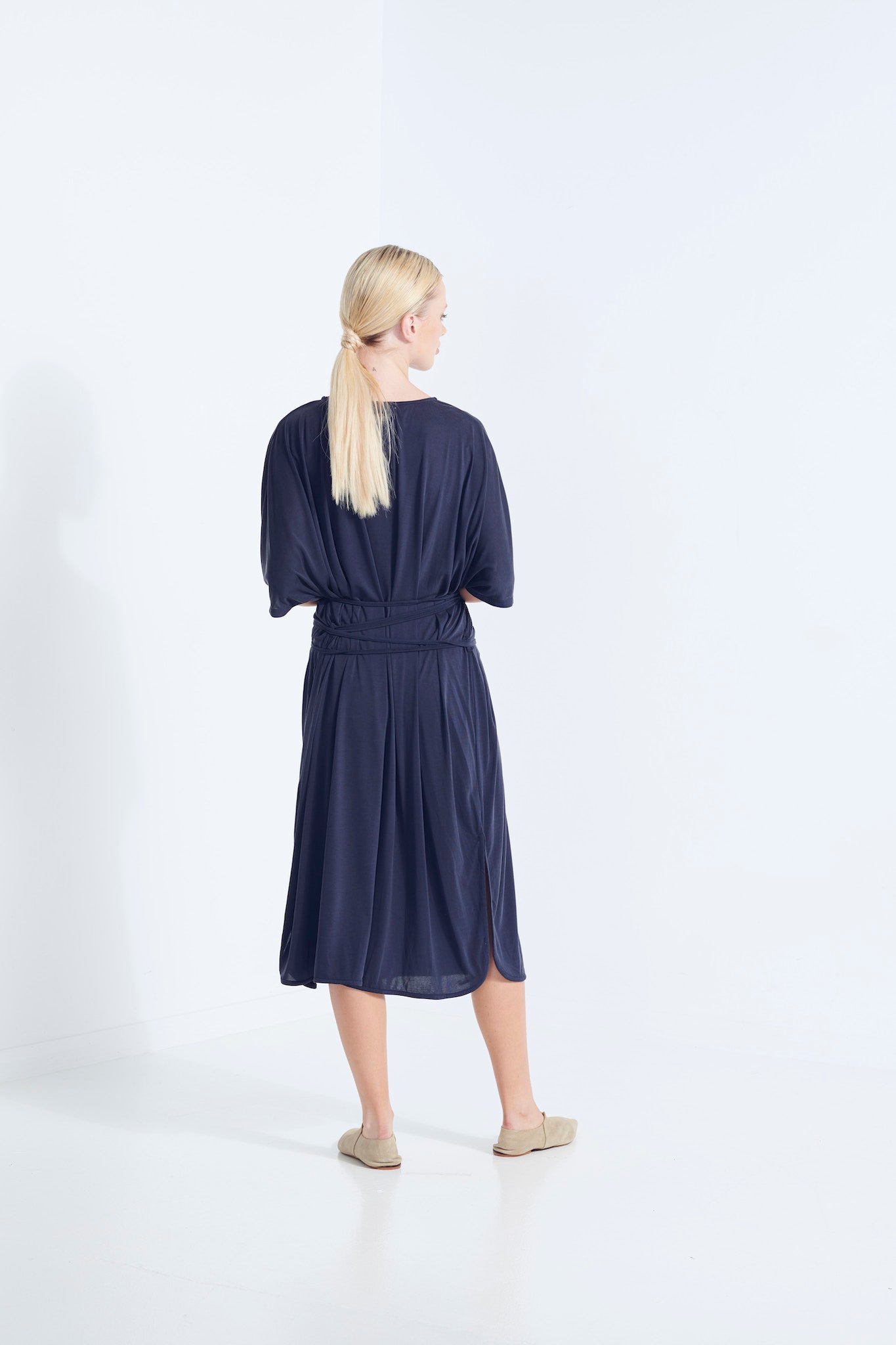 Thalia Tee Shirt Drape Dress - Aegean Navy (Plus Size)