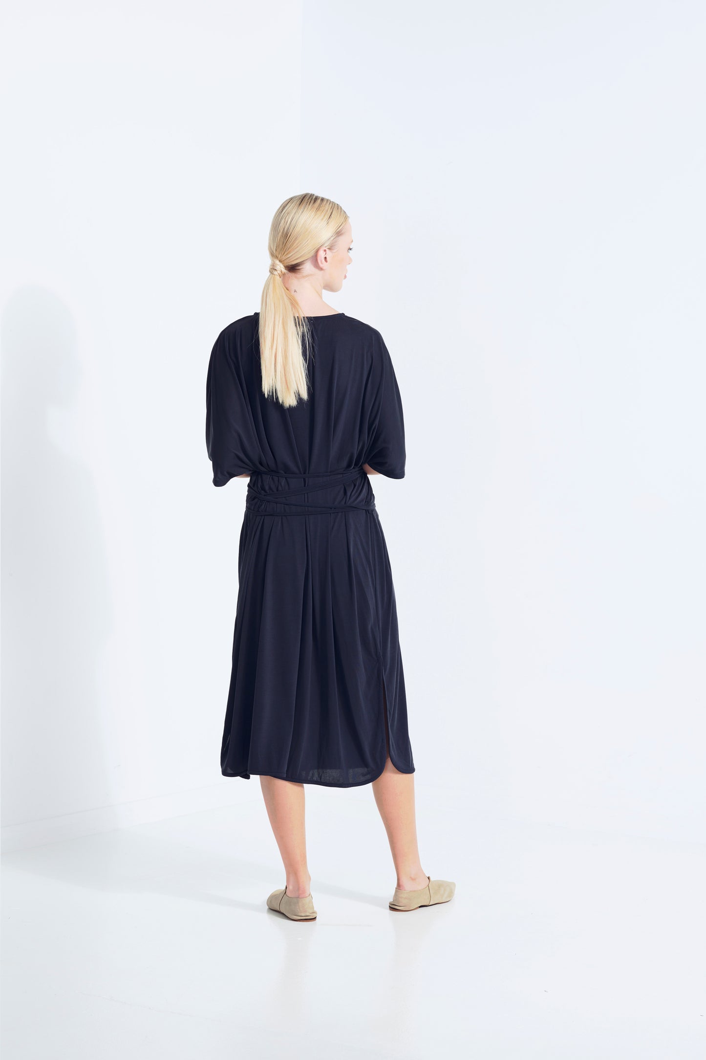 Thalia Tee Shirt Drape Dress - Black (Plus Size)