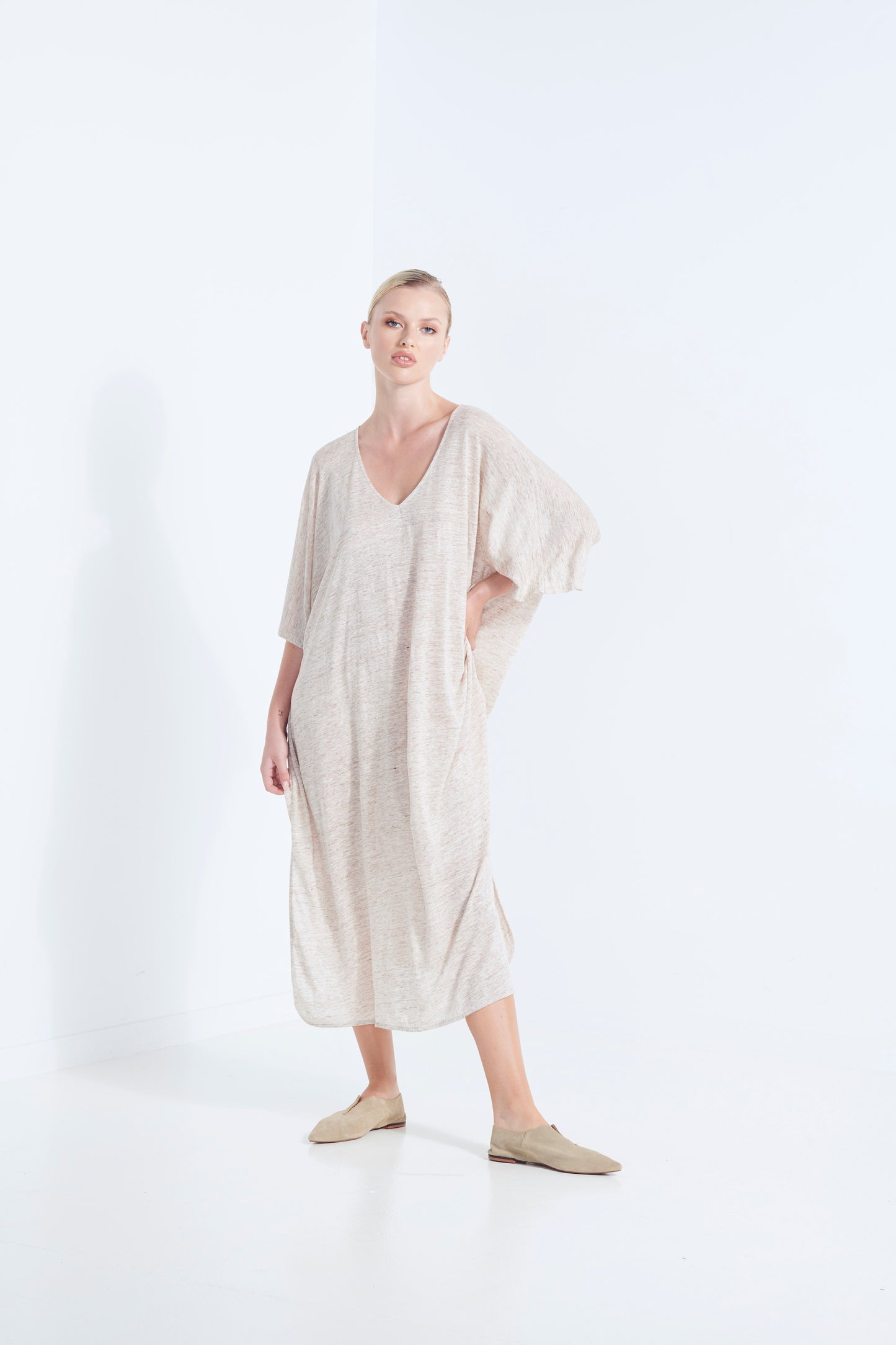 Zeus Dress - Beige Linen