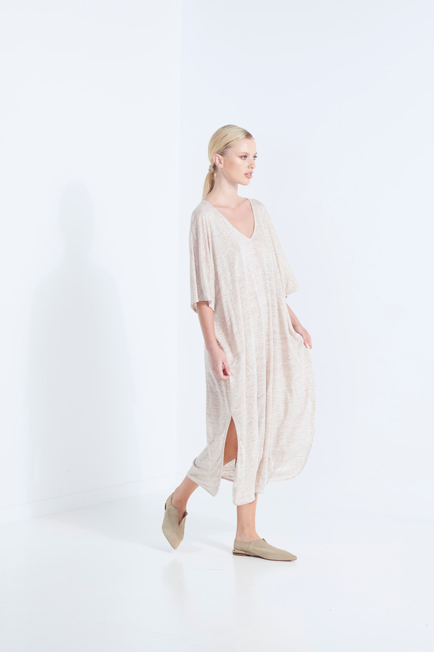Zeus Dress - Beige Linen