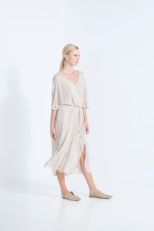 Zeus Dress - Beige Linen (Plus Size)