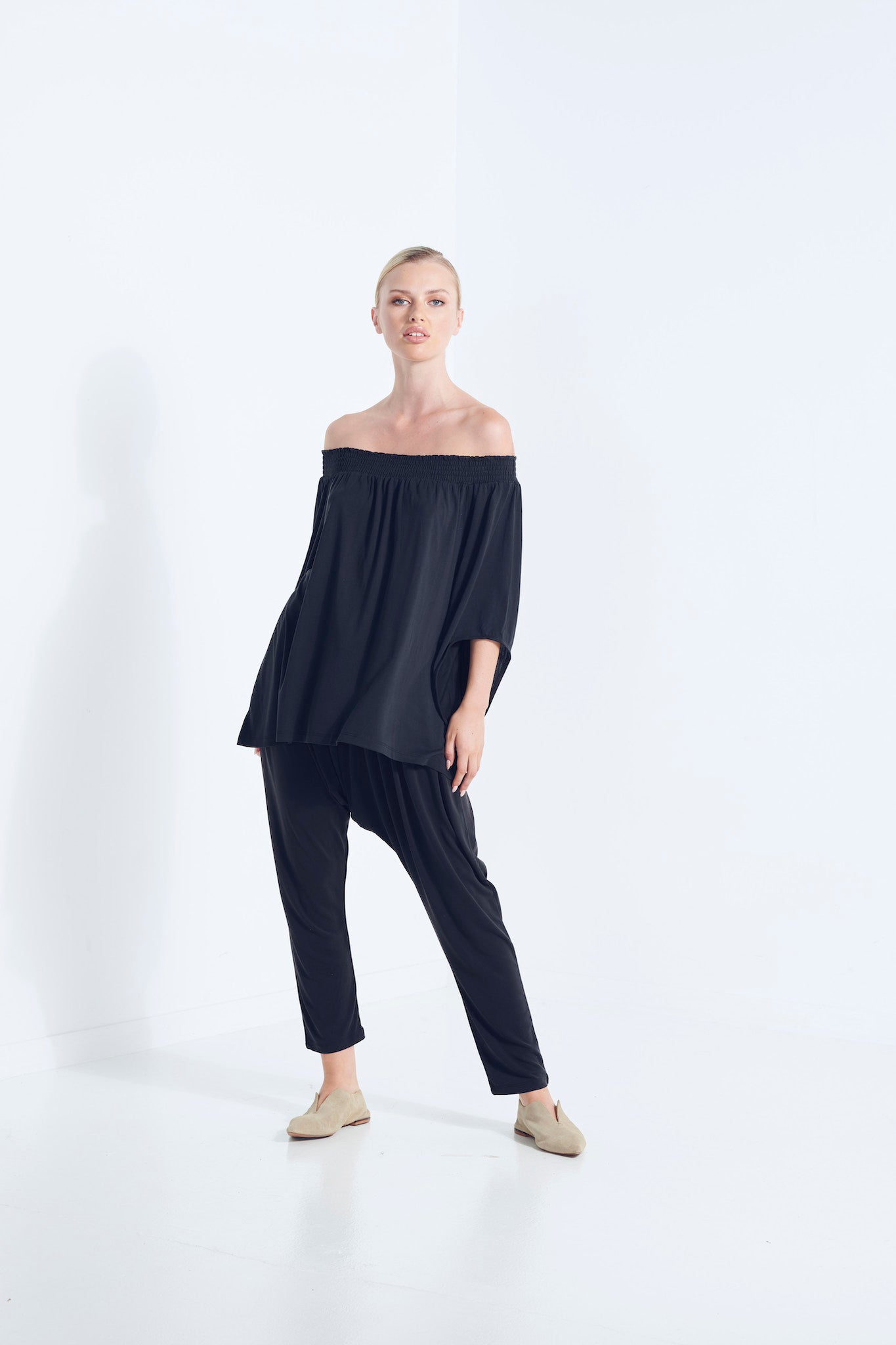 Naevia Off the Shoulder Top - Black (Plus Size)