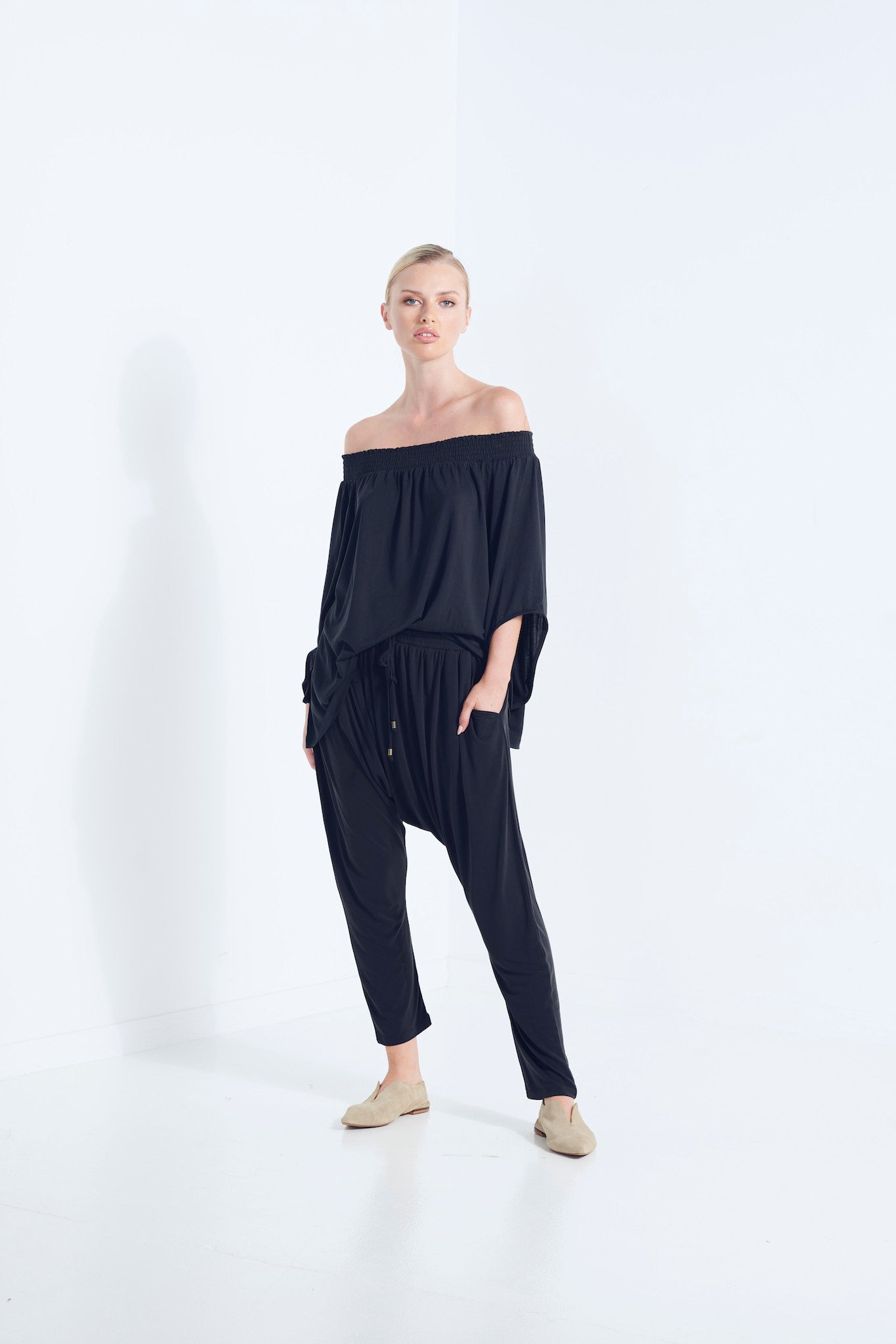 Naevia Off the Shoulder Top - Black (Plus Size)