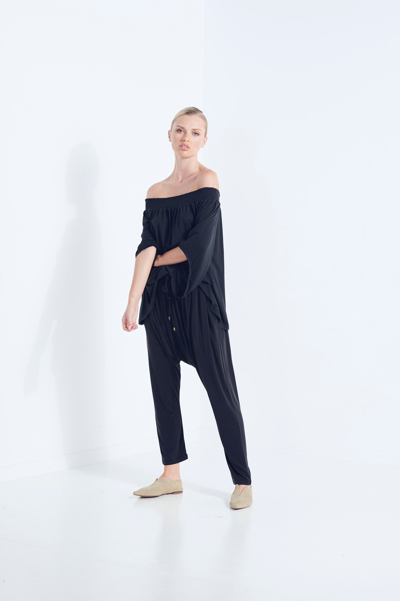 Naevia Off the Shoulder Top - Black (Plus Size)