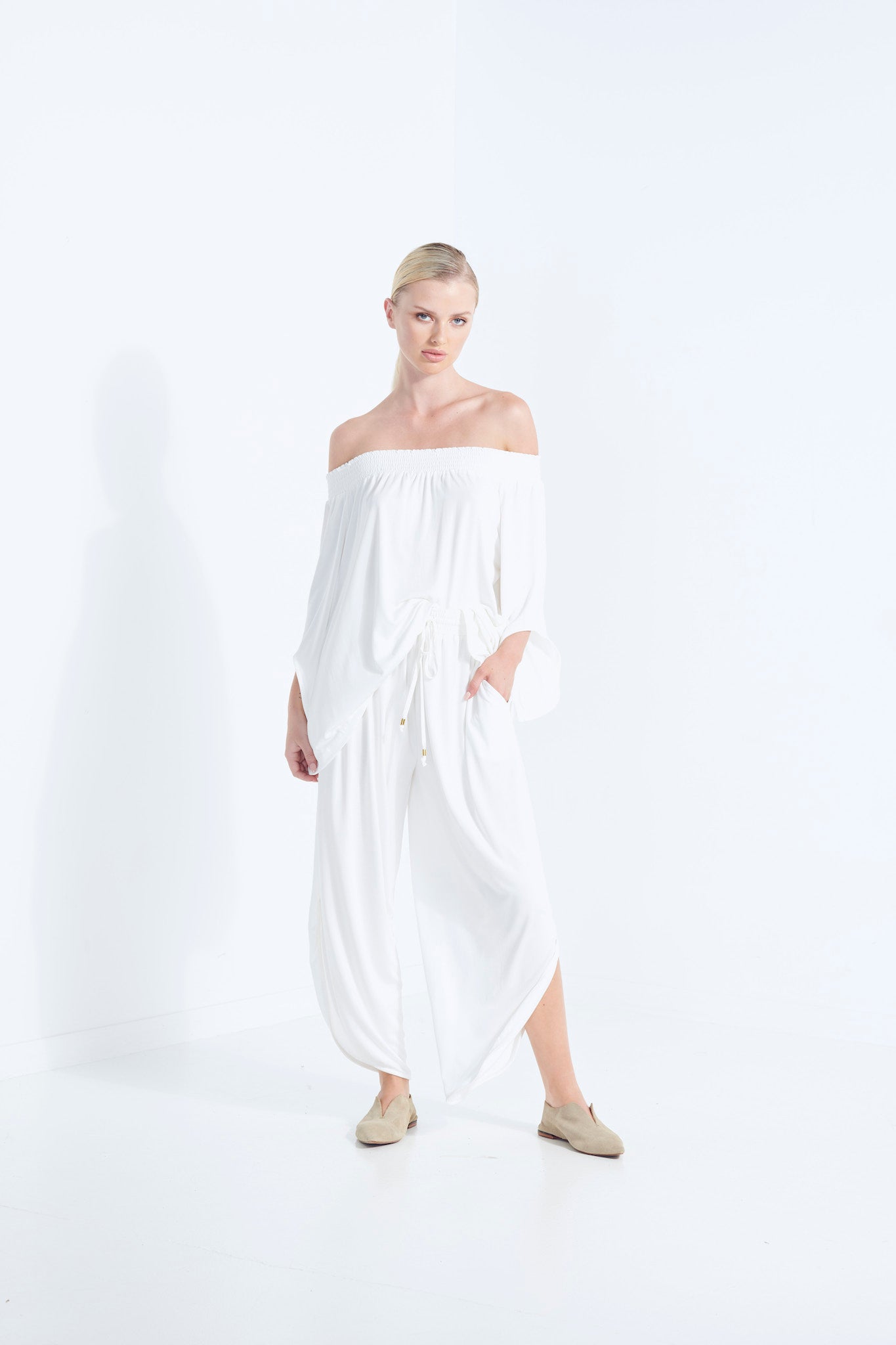 Naevia Off the Shoulder Top - White Dew (Plus Size)