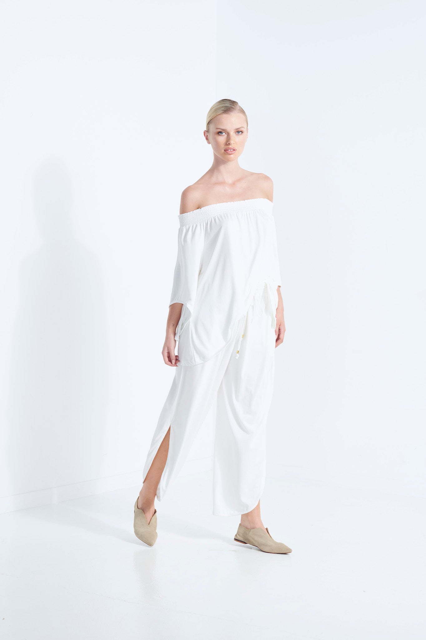 Naevia Off the Shoulder Top - White Dew (Plus Size)