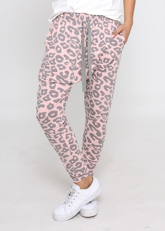 Lainie Joggers - Pink & Grey Leopard - Basic State Australia