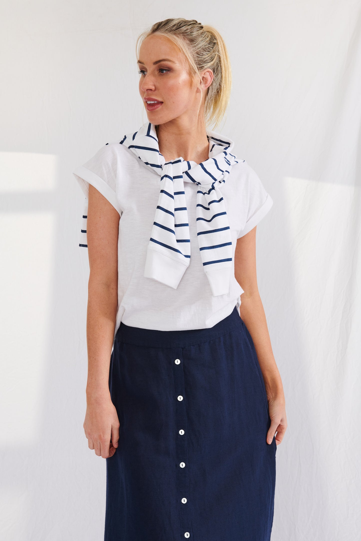 Buy Lulu Organic Essentials White Santa Barbara Tshirt Buy lulu Organic Essentials Online australian stockist