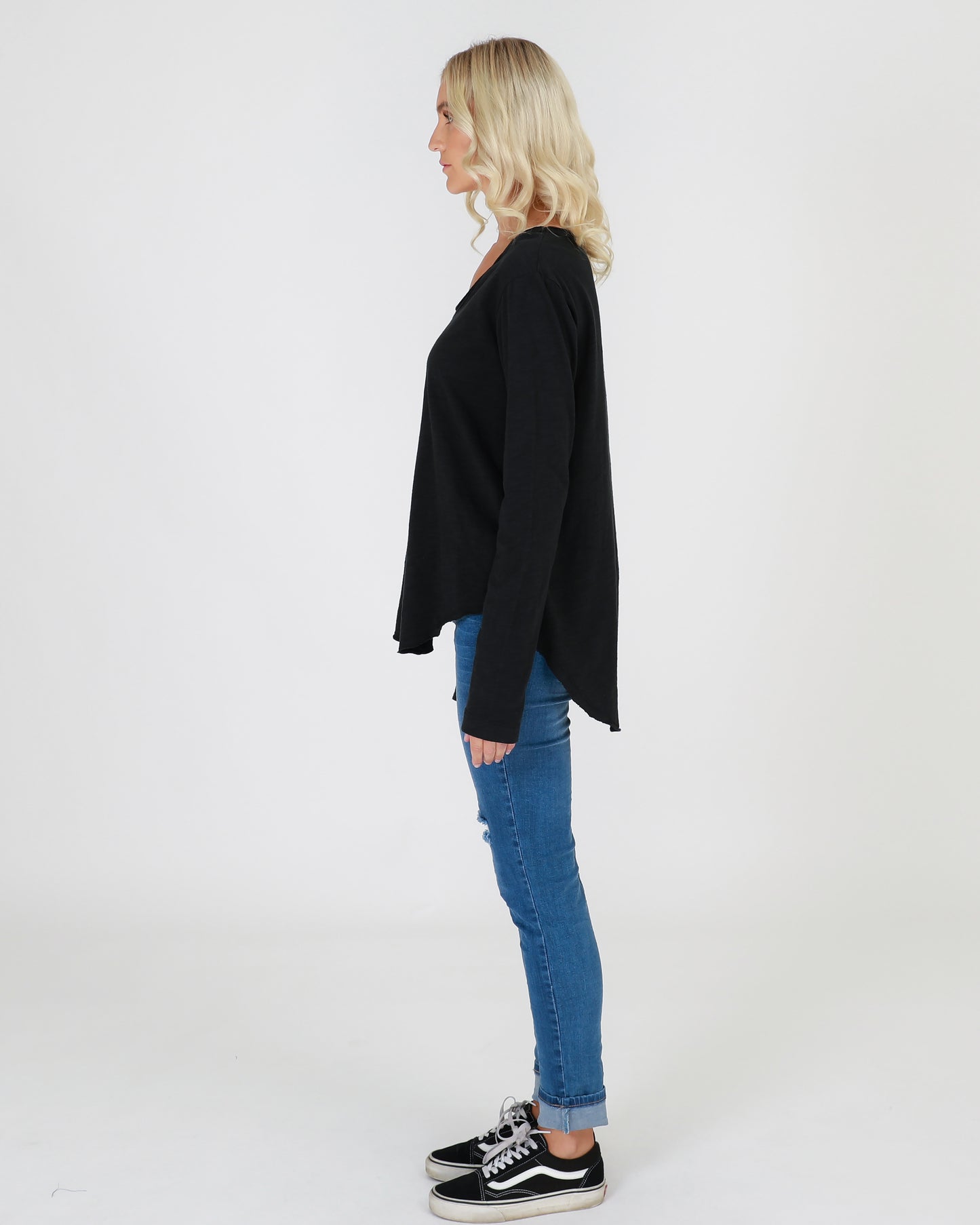 Shop 3rd Story Portsea Tee Buy 3rd Story portsea long sleeve Tshirt Basic State 3rd story Australian stockist 3rd story relaxed fit THIRD STORY PORTSEA LONG SLEEVE TOP TEE TSHIRT black basic state