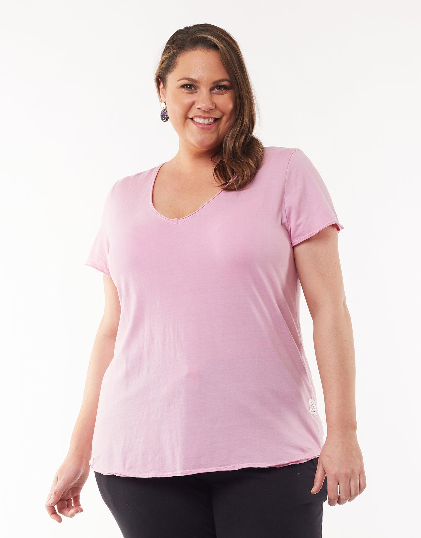 Shop Pink - Elm V Neck Tee - Elm Embrace V Neck Tee, Elm Plus Size Tshirt Sale, Elm Clothing Sale