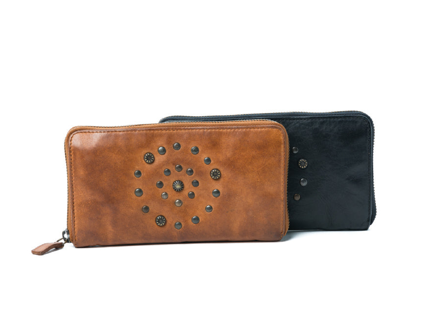 Studded shop leather wallet