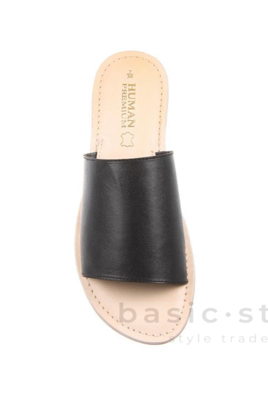 Trinity Slides Black Leather Shoes - Ladies Super soft leather Slides Leather Sandals Leather Slides Black leather shoes - Basic State