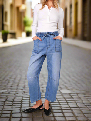 Leo Barrel Jeans - Blue Denim