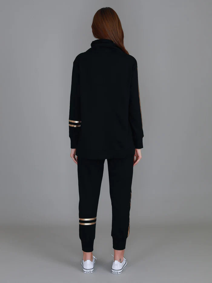 Darcy Golden Stripes Funnel Neck Sweatshirt