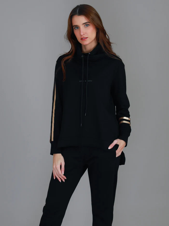 Darcy Golden Stripes Funnel Neck Sweatshirt