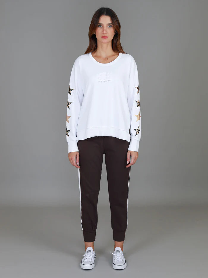 Rhodes Leopard Star Sweater - White