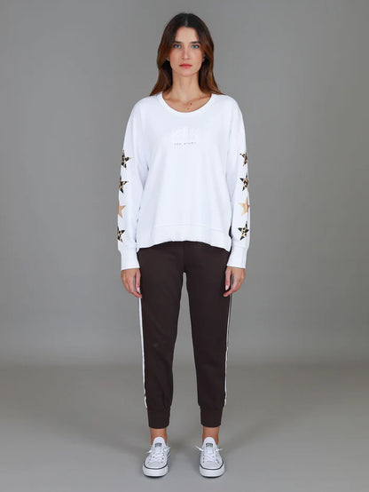 Rhodes Leopard Star Sweater - White
