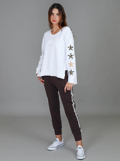 Rhodes Leopard Star Sweater - White