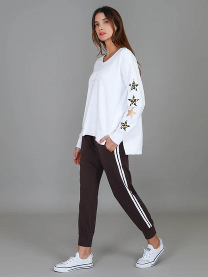 Rhodes Leopard Star Sweater - White