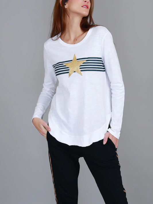 Nora Striped Gold Star Long Sleeve Tee