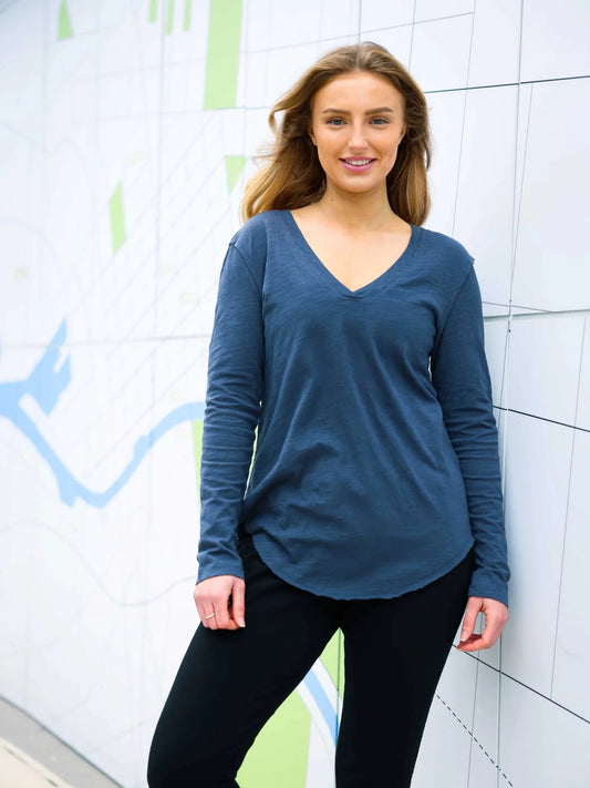 Nora Long Sleeve V Neck Tee