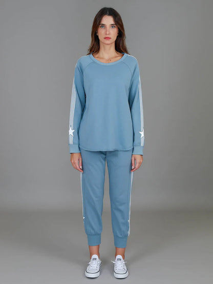 Britney Star Sleeve Sweater - Pigeon Blue
