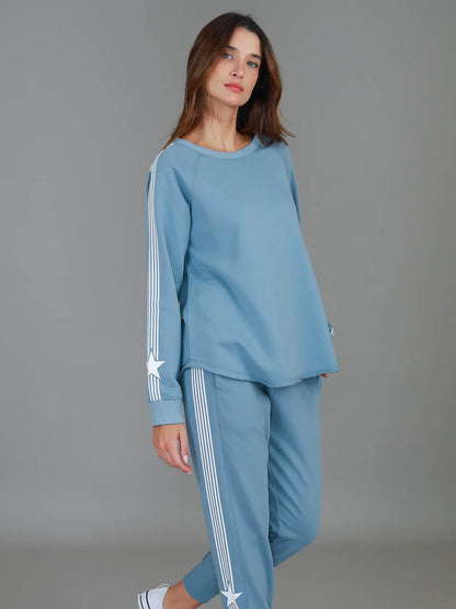 Britney Star Sleeve Sweater - Pigeon Blue