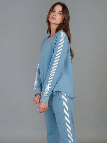 Britney Star Sleeve Sweater - Pigeon Blue