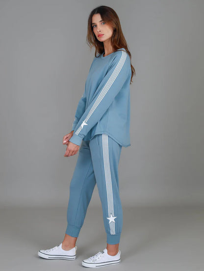 Britney Star Sleeve Sweater - Pigeon Blue