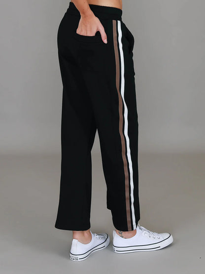 Women's Straight Leg Striped Sweat Pants Side back