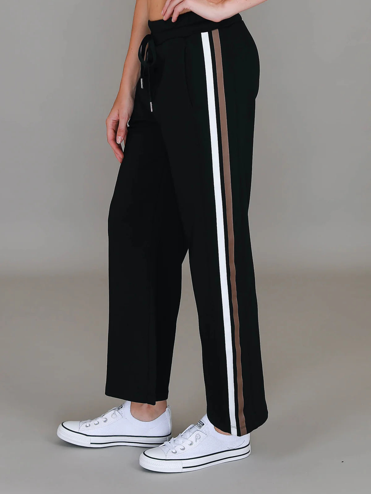 Women's Straight Leg Striped Sweat Pants Side
