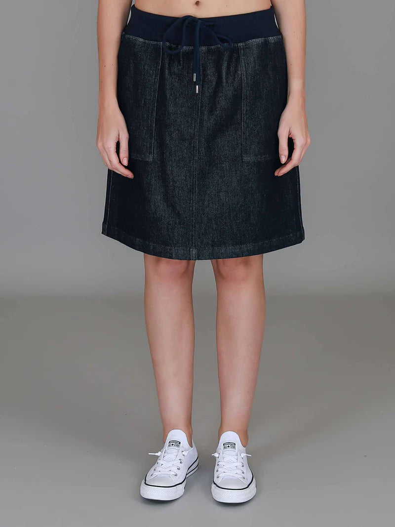 Pisces Drawstring Chino Denim Skirt – Women’s Everyday Chino Skirt