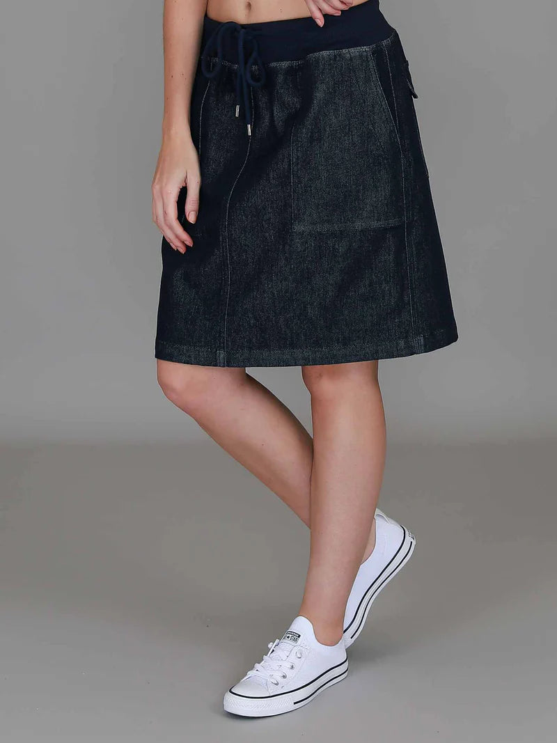 Pisces Drawstring Chino Denim Skirt – Women’s Everyday Chino Skirt