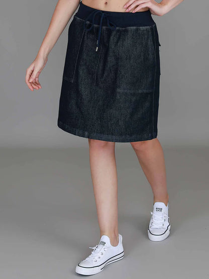 Pisces Drawstring Chino Denim Skirt – Women’s Everyday Chino Skirt