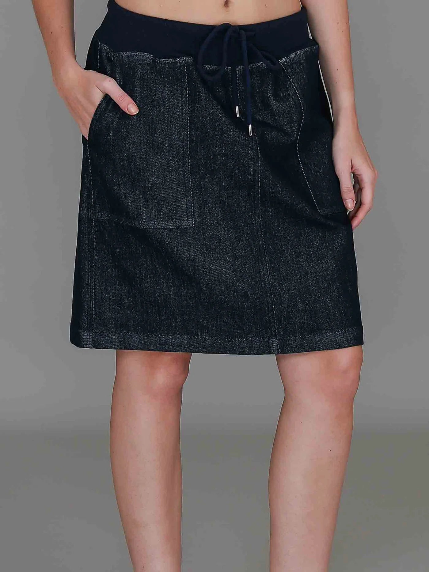 Pisces Drawstring Chino Denim Skirt – Women’s Everyday Chino Skirt