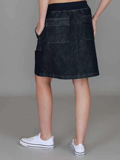 Pisces Drawstring Chino Denim Skirt – Women’s Everyday Chino Skirt