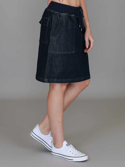 Pisces Drawstring Chino Denim Skirt – Women’s Everyday Chino Skirt
