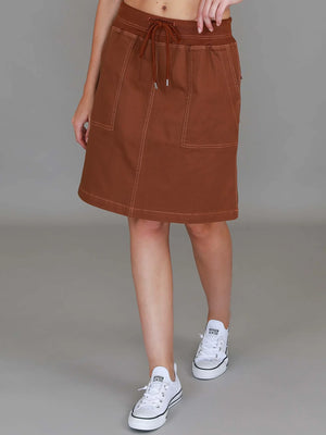 Pisces Drawstring Chino Denim Skirt – Women’s Everyday Chino Skirt