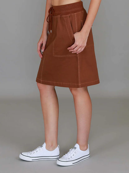 Pisces Drawstring Chino Denim Skirt – Women’s Everyday Chino Skirt