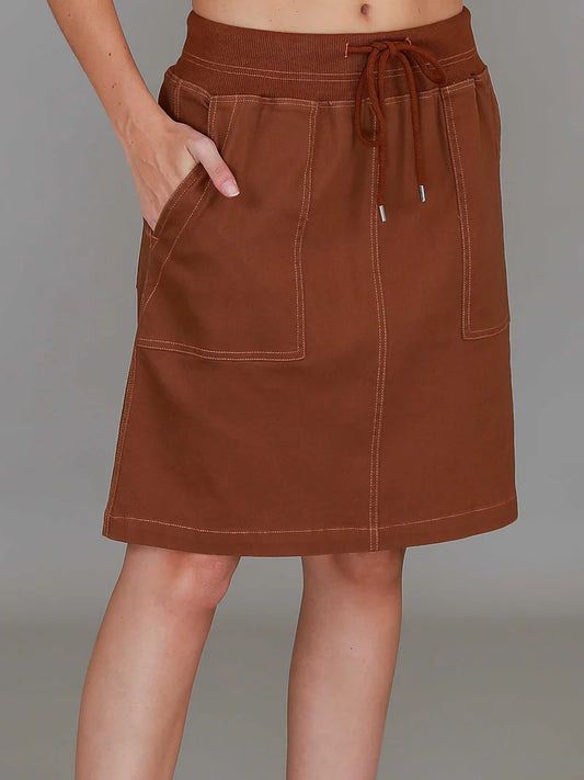 Pisces Drawstring Chino Denim Skirt – Women’s Everyday Chino Skirt