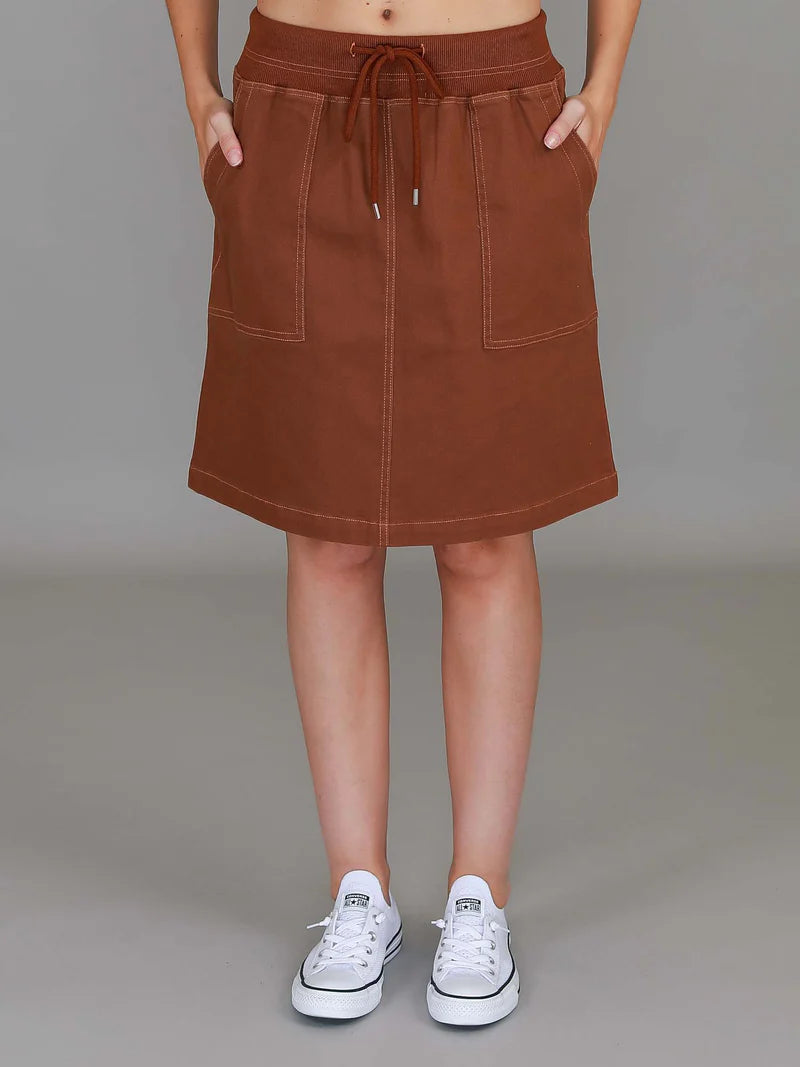 Pisces Drawstring Chino Denim Skirt – Women’s Everyday Chino Skirt