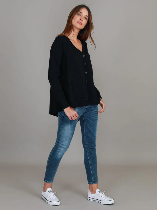 Weslie Long Line Asymmetrical Cardigan (Plus Size)