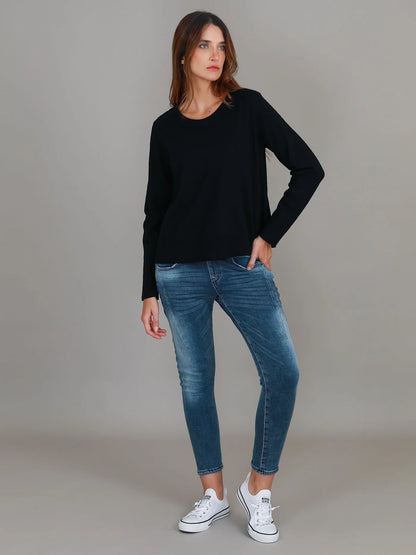 Sonya Long Sleeve Cropped Hip-Length T-Shirt