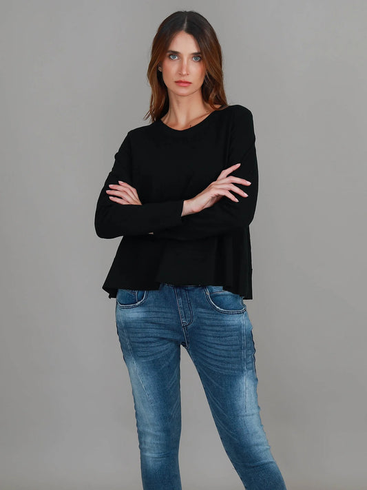 Sonya Long Sleeve Cropped Hip-Length T-Shirt