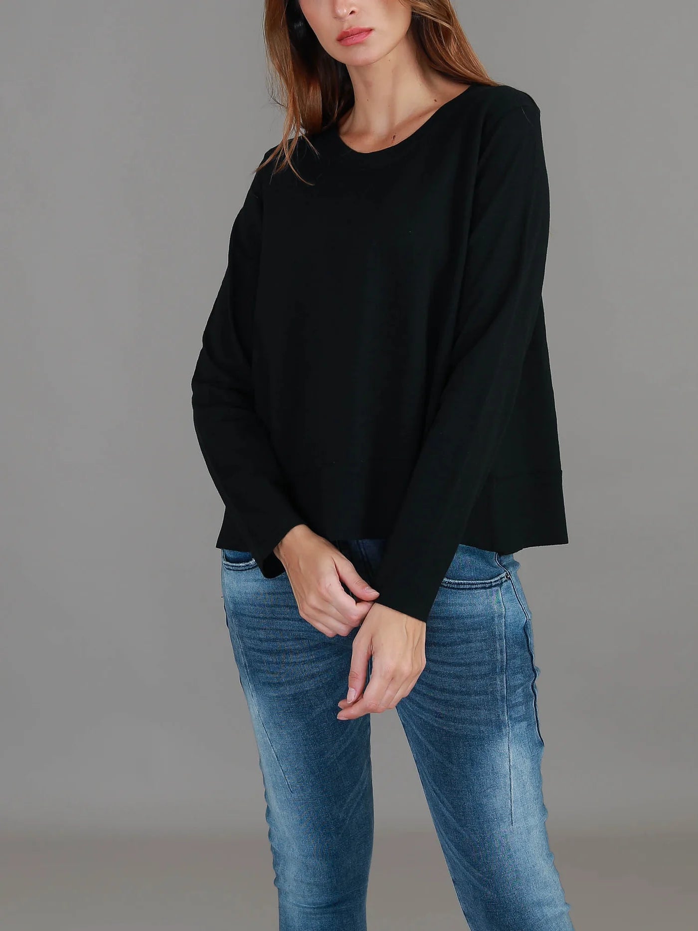 Sonya Long Sleeve Cropped Hip-Length T-Shirt