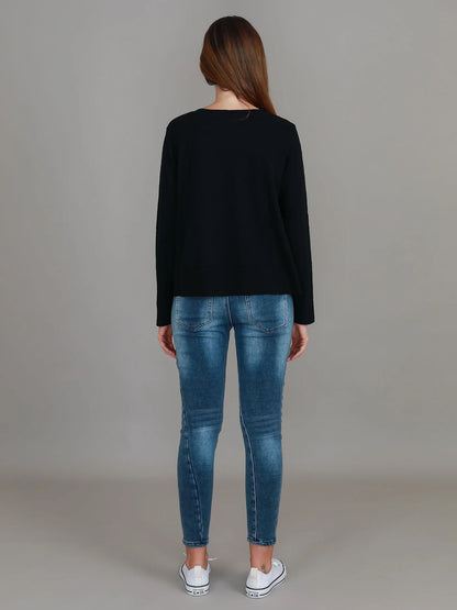 Sonya Long Sleeve Cropped Hip-Length T-Shirt
