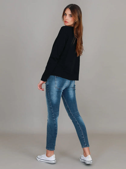 Sonya Long Sleeve Cropped Hip-Length T-Shirt