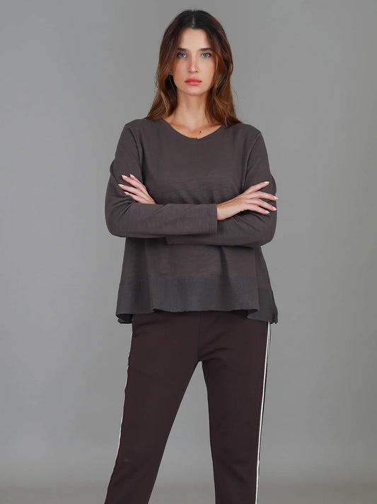 Sonya Long Sleeve Cropped Hip-Length T-Shirt