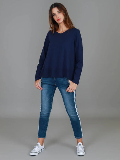 Sonya Long Sleeve Cropped Hip-Length T-Shirt